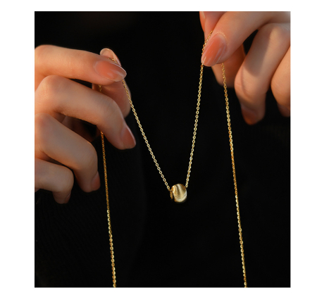 Lant argint 925 dama - Lănțișor din Argint 925 Placat cu Aur – Brushed Golden Bead