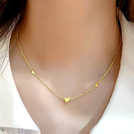 Lănțișor din Argint 925 Rodiat cu 3 Inimioare Minimaliste „Triple Love [1]