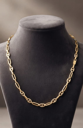 Lant aur 14k - Lănțișor Modern din Aur Galben 14K – Design Geometric Alternat, Lungime 45 cm, 5.3g