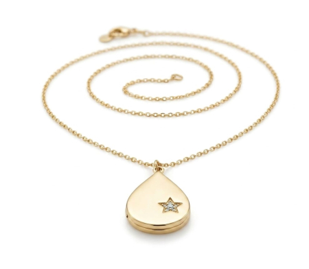 Lant aur 14k - Lănțișorul din aur galben de 14K cu medalion tip locket (medalion foto) în formă de picătură