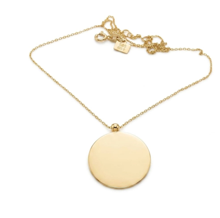 Lant aur 14k - Lănțișorul din aur galben de 14K cu pandantiv disc rotund plin