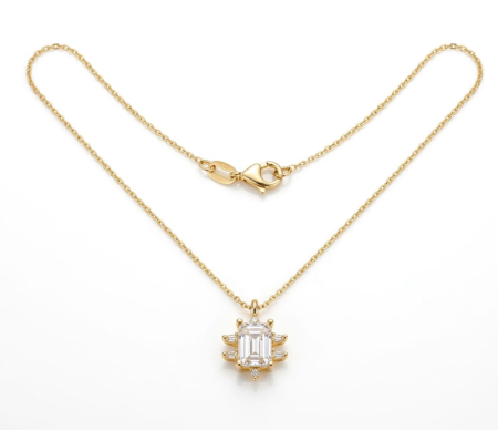 Lant aur 14k - Lănțișorul din aur galben de 14K cu pandantiv geometric și cristal central
