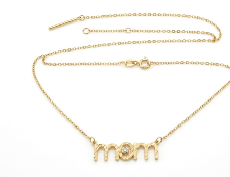 Lant aur 14k - Lănțișorul din aur galben de 14K cu textul „Mom”