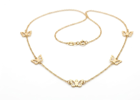 Lant aur 14k - Lănțișorul din aur galben de 14K de tip colier chocker cu cinci fluturași
