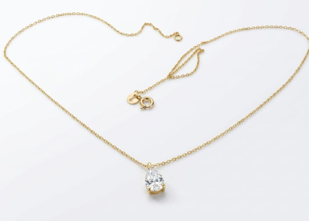 Lant aur 14k - Lanțul din aur galben de 14K cu pandantiv picătură din cristal transparent