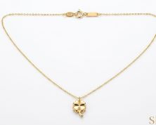 Lant aur 14k - Lanțul din aur galben de 14K cu pandantiv trifoi cu patru foi și cristal