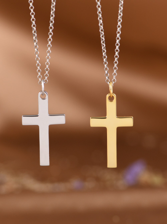 Pandative argint 925 - Medalion Cruce din Argint 925 „Pure Faith” – Pandantiv Minimalist cu Finisaj Satinat