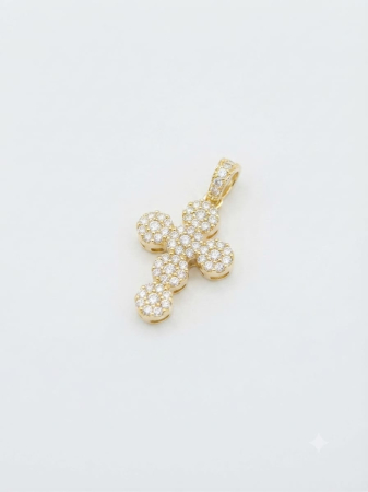 Pandative argint 925 - Medalion Cruce din Argint Placat cu Aur și Cubic Zirconia – Eleganță și Spiritualitate
