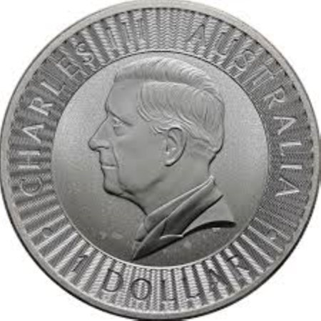 Monede argint - Monedă din Argint 1 Oz (31.1g) Cangurul Australian, Argint de Investiții, Puritate 999.9‰, Efigia Regelui Charles III, Perth Mint