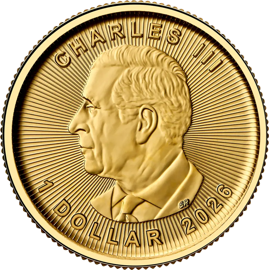 Monedă din Aur Frunză de Arțar Canada 2026, 1/20 oz (Aur Pur 24K, Regele Charles III) [1]