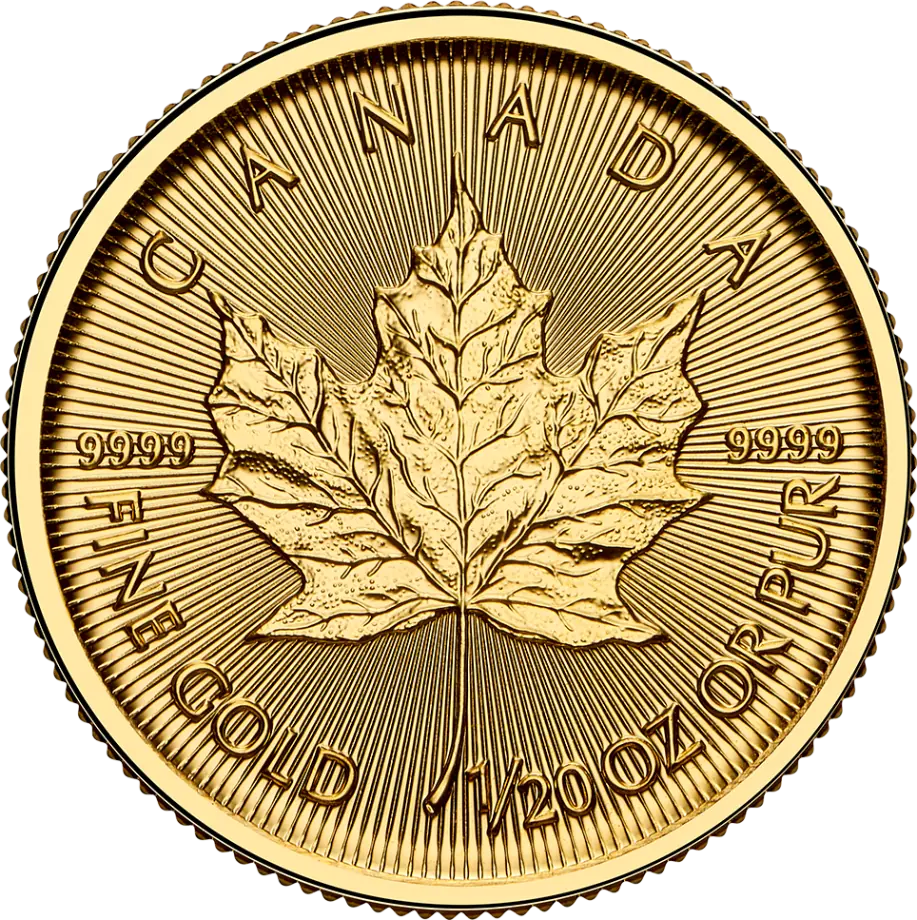Lingou/Monede - Monedă din Aur Frunză de Arțar Canada 2026, 1/20 oz (Aur Pur 24K, Regele Charles III)
