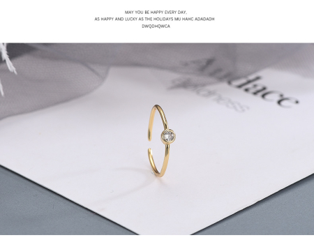Inel argint 925 - nel Argint 925 Placat cu Aur – Minimalist Solitaire cu Zirconiu
