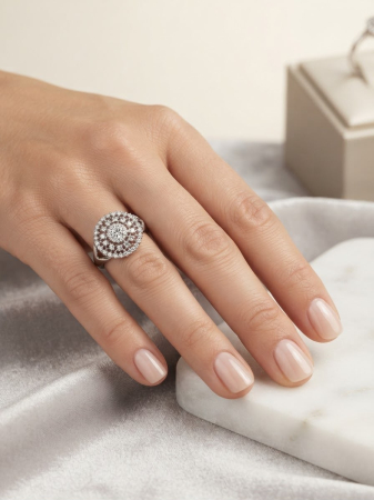Inel argint 925 - nel Cocktail din Argint 925 cu Zirconiu și Design Mandala Circular (4.18g) – Eleganță și Detalii Regale