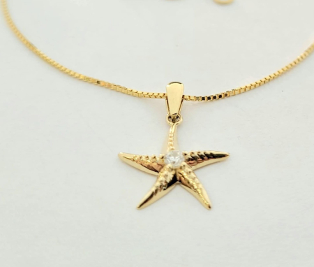 Medalioane aur 14k - Pandantiv Aur Galben 14K Stea de Mare cu Zirconiu Central