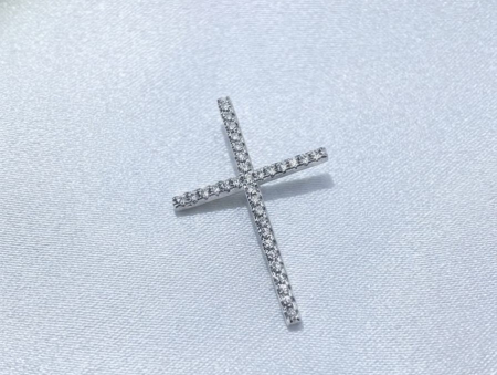 Pandative argint 925 - Pandantiv Cruce din Argint 925 Faith Glow, cu Cristale Zirconiu Lineare, 3 cm