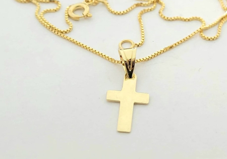 Medalioane aur 14k - Pandantiv Cruce din Aur Galben 14K Clasic cu Finisaj Lucios