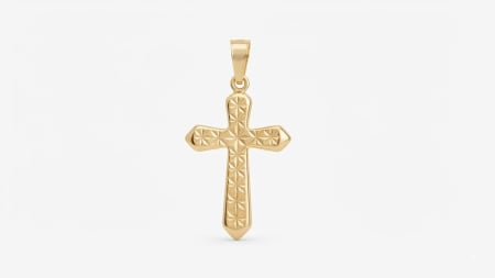 Medalioane aur 14k - Pandantiv Cruce din Aur Galben 14K cu Fațete Diamantate (2.5 cm)