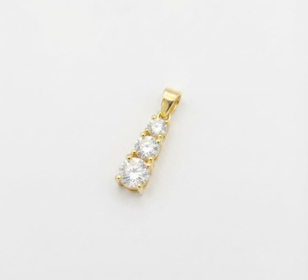 Pandative argint 925 - Pandantiv din Argint Placat cu Aur – Trilogie Strălucitoare cu Cubic Zirconia