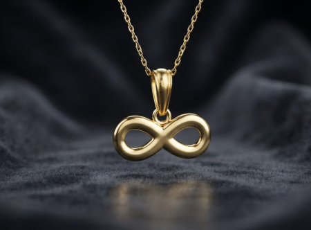 Medalioane aur 14k - Pandantiv Infinit din Aur Galben 14K – Medalion Minimalist și Elegant