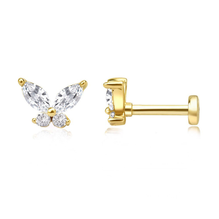 Cercei argint - Cercei argint 925 placat cu aur inchidere filet