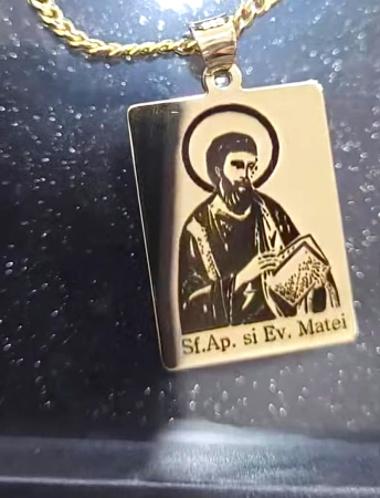 Gravura-Personalizare - Serviciu Gravură Laser Iconografică – Medalion Plăcuță (Model Sfântul Apostol și Evanghelist Matei)