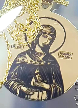 Gravura-Personalizare - Serviciu Gravură Laser Iconografică – Medalion Rotund (Model Sfânta Cuvioasă Teodora de la Sihla)