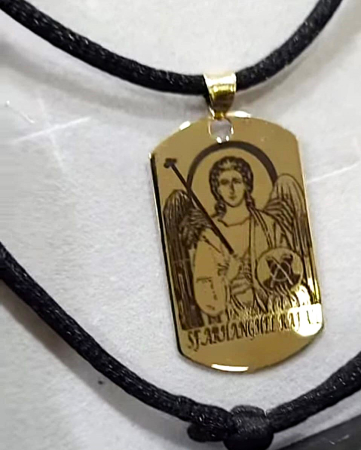 Gravura-Personalizare - Serviciu Gravură Laser Premium – Medalion Plăcuță (Model Sfântul Arhanghel Mihail)