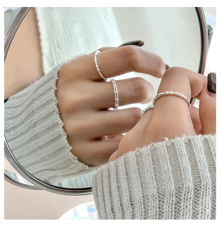 Inel argint 925 - Set 2 Inele Minimaliste din Argint 925  – Infinity Knot & Textured Band