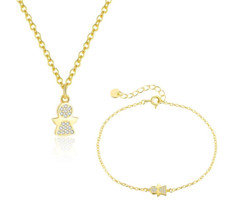 Set argint 925 - Set Argint 925 Gold Little Angel – Colier și Brățară