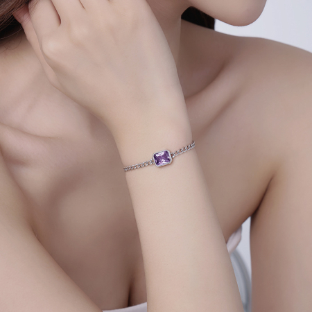 Set Argint 925 „Purple Trend” – Brățară și Inel cu Cristal Zirconia Violet [4]