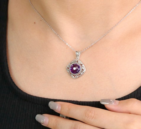 Set Argint 925 „Royal Amethyst” – Pandantiv și Cercei cu Design Vintage [2]