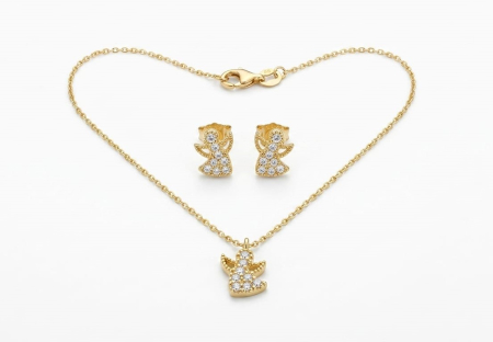 Set aur 14k - Set Aur Galben 14K „Îngeraș Ocrotitor” – Colier și Cercei (45cm, 2.48g)