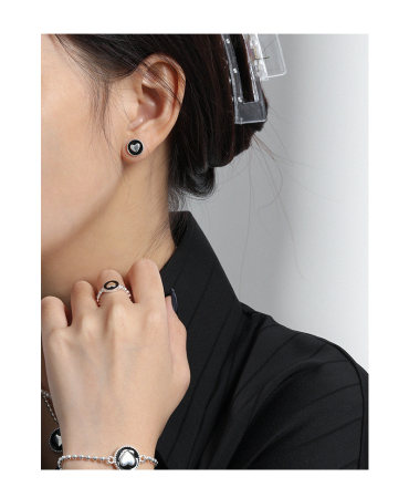 Set argint 925 - .Set Bijuterii din Argint 925 Negru – Colecția „Midnight Heart”