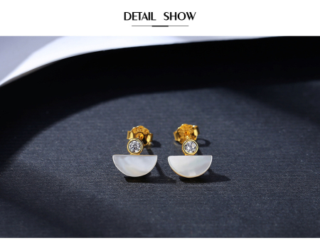 Set Bijuterii din Argint 925 Placat cu Aur Galben – Colier și Cercei "Half Moon Shell" cu Zirconiu [1]