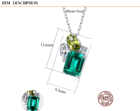 Set argint 925 - Set Bijuterii din Argint 925 Rodiat – Colier și Cercei Emerald & Peridot Crystal