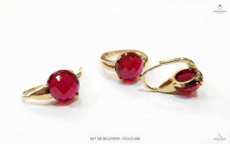 Set aur 14k - Set Bijuterii din Aur 14K – Colecția „Aurum Red Spheres”