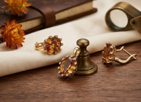 Set aur 14k - Set Bijuterii din Aur 14K – Colecția „Chihlimbar Regal”