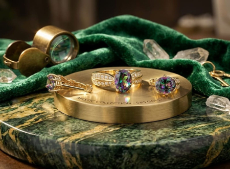 Set aur 14k - Set Bijuterii din Aur 14K – Colecția „Mystic Rainbow”