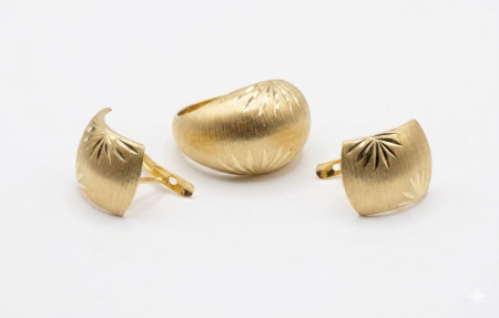 Set aur 14k - Set Bijuterii din Aur 14K – Colecția „Raze de Soare”