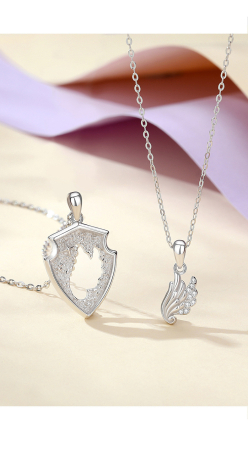 Lant argint 925 dama - Set Coliere Cuplu Argint 925 „Protector & Angel” – Scutul și Aripa