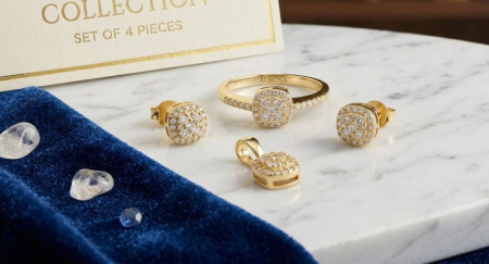 Set aur 14k - Set Complet Bijuterii din Aur 14K – Colecția „Aurosa Pavé Lux”