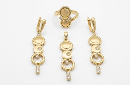 Set aur 14k - Set Complet Bijuterii din Aur 14K – Colecția „Eclipse Geometrice”