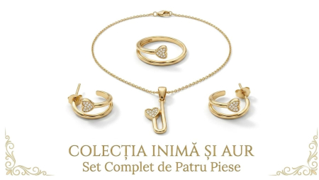 Set aur 14k - Set Complet Bijuterii din Aur 14K – Colecția „Inimă și Aur”