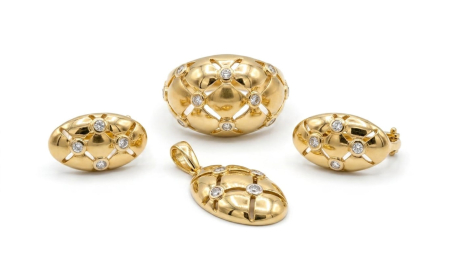 Set aur 14k - Set Complet Bijuterii din Aur 14K – Colecția „Mozaic Regal”
