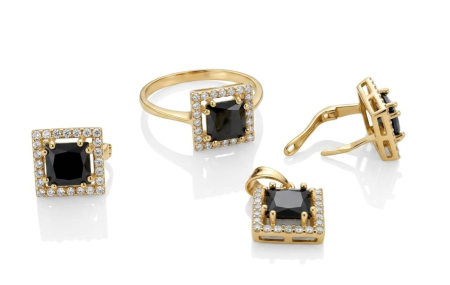 Set aur 14k - Set Complet Bijuterii din Aur 14K – Colecția „Onix Negru”