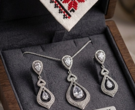 Set argint 925 - Set Complet din Argint 925 „Sovereign Shine” – Colier, Cercei și Inel Masiv cu Zirconii Premium, 15g