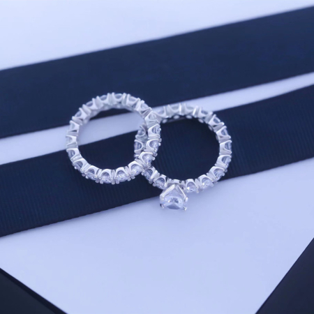 Set argint 925 - Set Două Inele din Argint 925 – Model de Logodnă și Verighetă Eternity cu Zirconiu