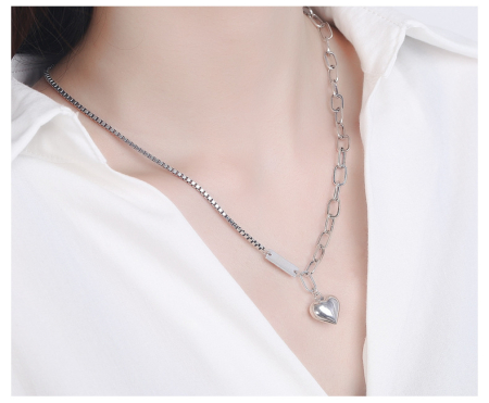 Set „Dual Love” – Colier și Brățară din Argint 925 Placat cu Rodiu [1]