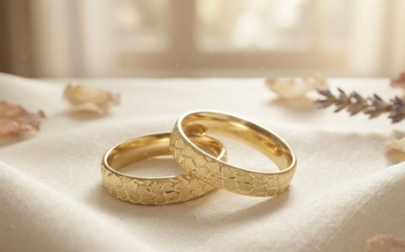 bijuterii aur - Verighete din Aur Galben 14K – Design Organic Texturat Ice/Crushed Gold