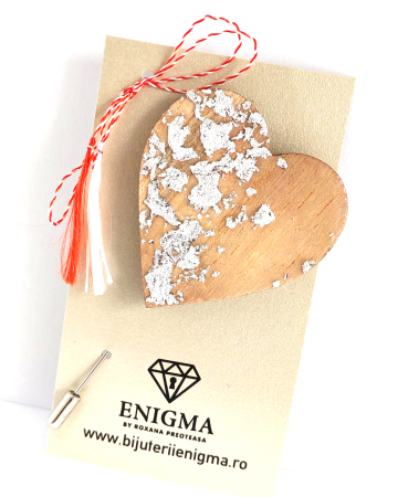 Martisoare - Brosa inima argintie